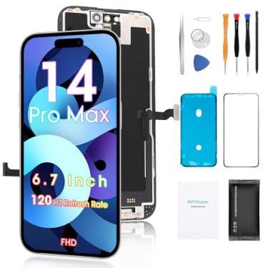 Imagem de Para iPhone 14 Pro Max Screen Replacement 6,7', 3D Touch Full HD Display Kit de reparo completo, conjunto de digitalizador com conjunto de ferramentas, vidro temperado, instruções (sem garantia de