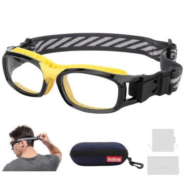 Imagem de SooGree Óculos esportivos infantis, óculos de proteção, óculos de segurança ocular, substituíveis para lentes de grau de 8 a 16 anos (YJ-LQ-G8076 preto amarelo)