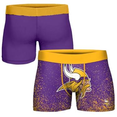 Imagem de FOCO Cueca boxer masculina NFL oficialmente licenciada pela cor do time com logotipo primário para fãs de futebol - Minnesota Vikings - XX-Grande