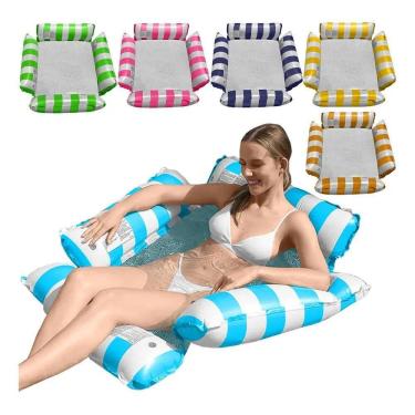 Imagem de 2X Boia Rede Piscina Cama Flutuante Deitado Reclinável Inflá