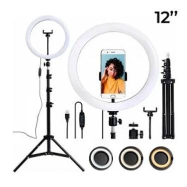 Imagem de Ring Light 12 Polegadas com Tripé 2.1M Profissional - 12 Polegada