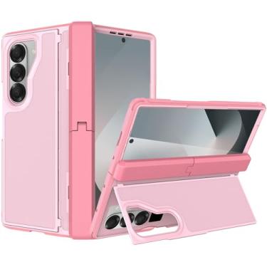 Imagem de YQODSZ Capa para Samsung Galaxy Z Fold 6 com suporte invisível, capa dobrável com suporte com proteção de dobradiça, protetor de tela frontal, carregamento sem fio, à prova de choque, capa