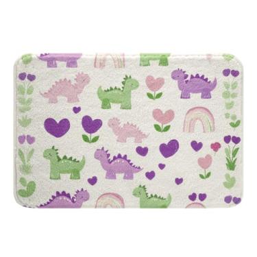 Imagem de Erosebridal Tapete de banho infantil de dinossauro, conjunto de tapete de banheiro de dinossauro fofo para meninos e meninas, tapete de banho de animal dinossauro de desenho animado 51 x 81 cm, tapete