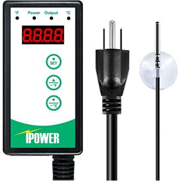 Imagem de iPower Controlador digital de termostato para aquário de répteis, fermentador de germinação de sementes de fermentador caseiro, 4,4 a 42,2 °C, 8,3 A, 1000 W