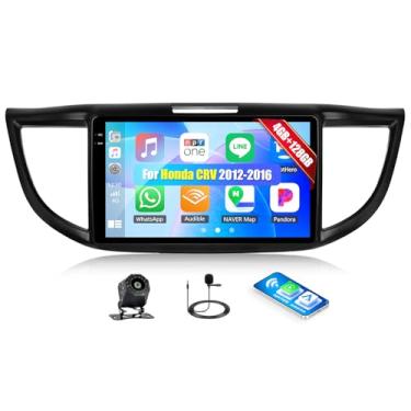 Imagem de Rádio estéreo automotivo 4G + 128G para Honda CRV 2012-2016, Android 15, com CarPlay sem fio, Android Auto, tela sensível ao toque IPS de 9 polegadas 1280 x 720P, Bluetooth5.0, GPS, WiFi, câmera