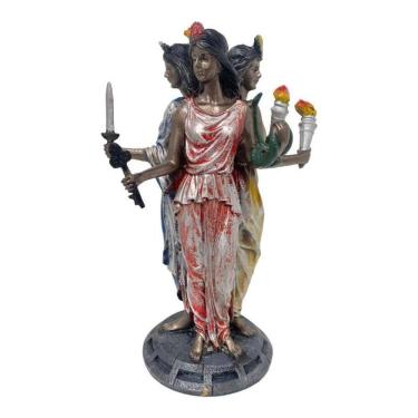 Imagem de Escultura Deusas Triplice Luas Wicca 28 Cm Em Resina