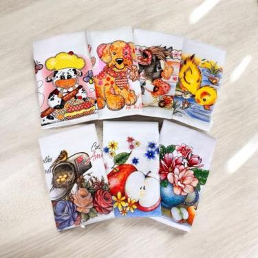 Imagem de Kit 10 Pano de Prato Zumba Estampas Sortidas Bainha Premium - DRK