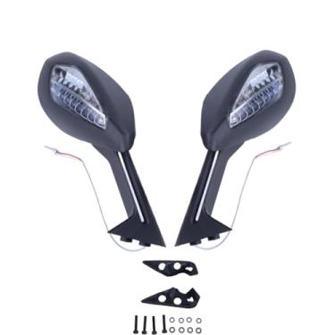 Imagem de WQSING 1 par de espelhos retrovisores de luz de seta compatíveis com Ducati 959 Panigale 2016-2020 compatível com Ducati 1299 Panigale 2015-2019