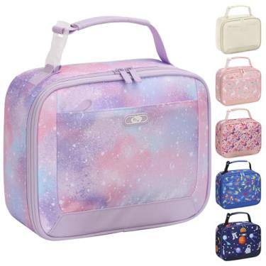 Imagem de Lancheira infantil com isolamento térmico para meninos e meninas, fofa, reutilizável, lancheira, impermeável, portátil, térmica, para escola, piquenique, viagem, roxo claro, céu estrelado