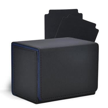 Imagem de Zettokete MTG Deck Box with 2 Dividers, Large Capacity Commander Deck Box Fits 80+ Double-Sleeved Cards, PU Leather Card Case Compatible with Magic Commander YuGiOh TCG CCG, Black