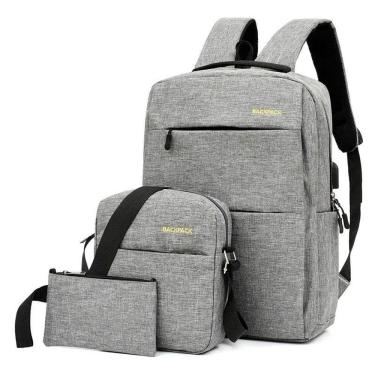 Imagem de Kit 3 Itens Mochila Bolsa Versátil Notebook Ou Escritório