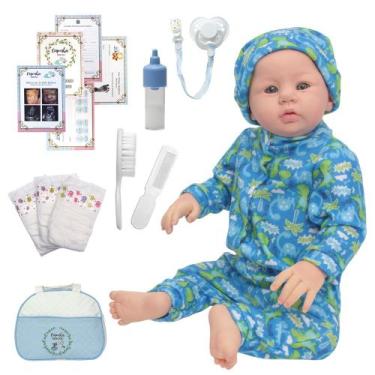 Imagem de Bebe Reborn Menino Corpo de Silicone Pijama Kit Completo - Cegonha Reb