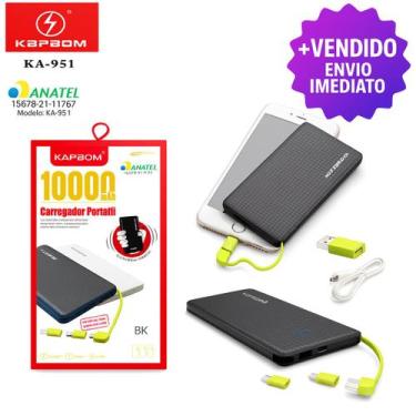 Imagem de Carregador Portátil Power Bank 10000mAh com Cabos Embutidos e Saída Rá