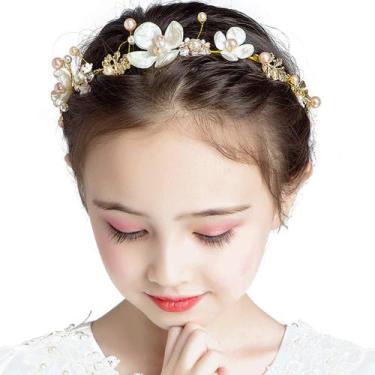 Imagem de Acessórios para cabelo de casamento infantil, headpiece da princesa fl
