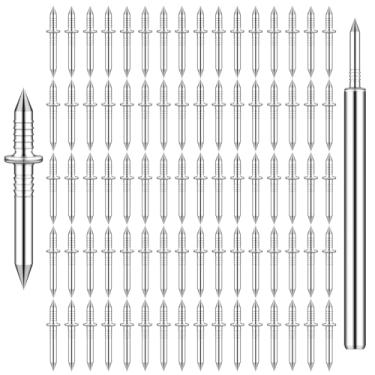 Imagem de Etauwe 100 peças de pregos de rodapé de cabeça dupla - fixadores invisíveis de rodapé de madeira maciça com ferramenta de manga (acabamento sem costura)