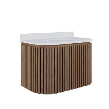 Imagem de Gabinete Para Banheiro Suspenso Emma 80cm Branco/jequitibá