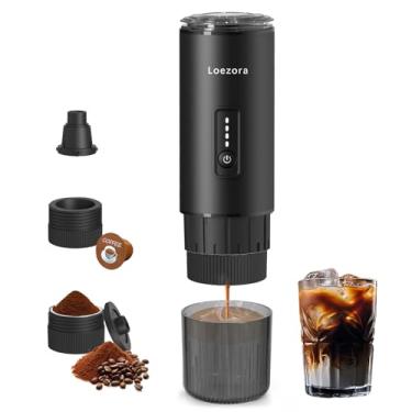 Imagem de Máquina de café expresso portátil Leozora 20 bar, recarregável com USB-C de 7500 mAh, 3 em 1 para café moído e cápsulas Nespresso/DG, máquina de café de viagem de aço inoxidável para acampamento