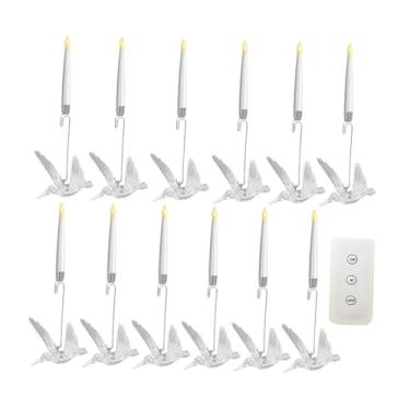 Imagem de Bothyi 12 velas de árvore de Natal, decoração de velas cônicas curtas de LED com controle remoto, castiçais de LED para casa, escritório, mesa, PÁssaros