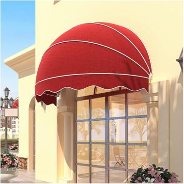 Imagem de Toldo De Janela De Porta, Cobertura De Dossel De Cúpula De Tecido De Poliéster De Entrada, Proteção De Neve De Chuva De Pátio Externo Dobrável Sun Shetter, Suporte De Tubo G, Red, 100cm