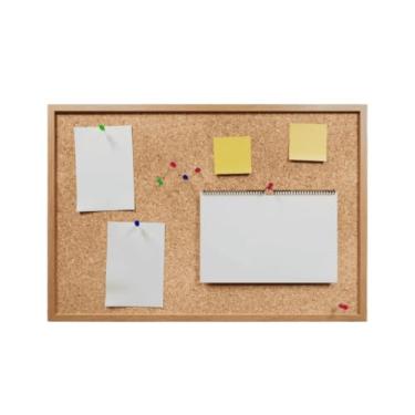 Imagem de Quadro de Cortiça 60x40 com Moldura de Madeira Aviso Lembrete Anotação Estudo Inclui 100 Alfinetes