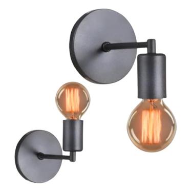 Imagem de Luminária Arandela de Parede Cabeceira Com Interruptor Abajur Retrô Moderno 127v/220v (PRETO - C/INTERRUPTOR)