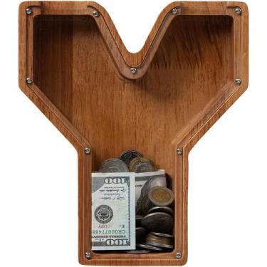 Imagem de Letra infantil de madeira extra grande, carregada de cofrinho, 30 cm Y