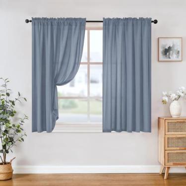 Imagem de Cortinas transparentes HOMEIDEAS Stone Blue Privacy 132x137cm 2 painéi