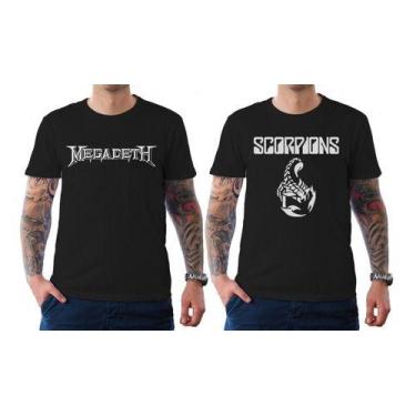 Imagem de 2 Camisetas Banda Rock Scorpions Megadeth Blusa 100% Algodão - King of