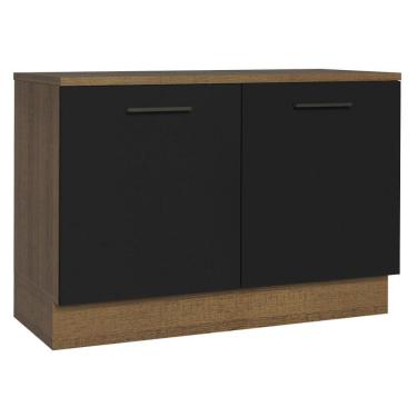Imagem de Balcão De Pia Cozinha 2 Portas (com Tampo) Rustic/preto Agata Madesa Rustic/preto