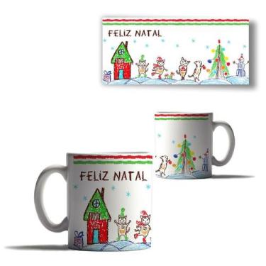 Imagem de Caneca Porcelana Feliz Natal Cenário Neve Papai Noel Mensage - Enjoy S