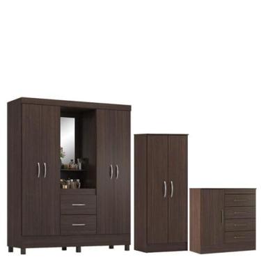 Imagem de Guarda Roupa Casal Capelinha Lord Com Multiuso Viena Com Cômoda Montev