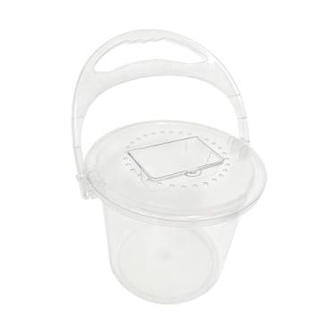 Imagem de Dynwave Balde transparente multiuso de fácil movimentação, 13,5L, com tampa e alça, ideal para cozinha, limpeza, camping, jardim e brinquedos.