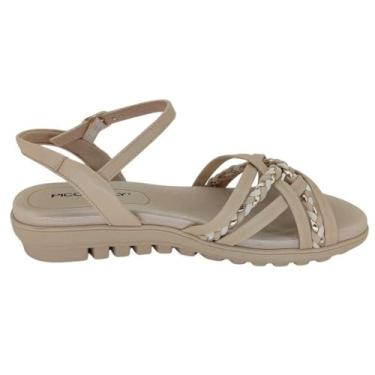 Imagem de Sandália Feminina Piccadilly Conforto Tiras Cruzadas Bege 36