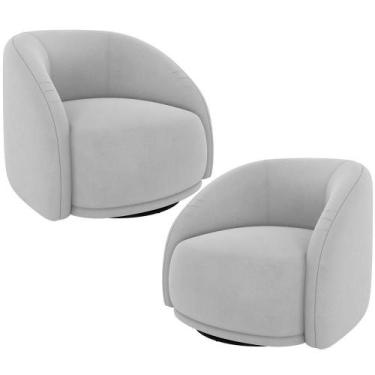 Imagem de Kit 02 Poltronas Decorativas Giratória Angelina M03 Veludo Cinza - Lya