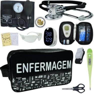 Imagem de Kit Enfermagem Aparelho de Pressão Estetoscópio Medidor Glicose Comple