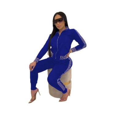 Imagem de Conjunto de Terno Casual com Impressão - Estilo Moderno 2024, BR-M, Az