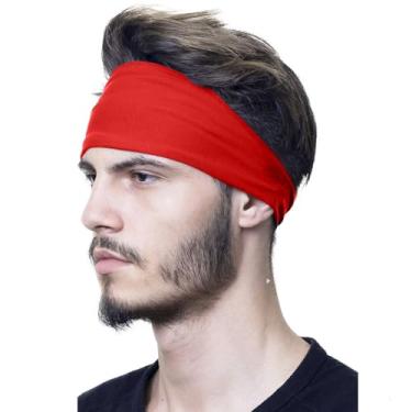 Imagem de Bandanas esportivas masculinas – Faixa esportiva vermelha que absorve o suor para fitness, corrida e ioga