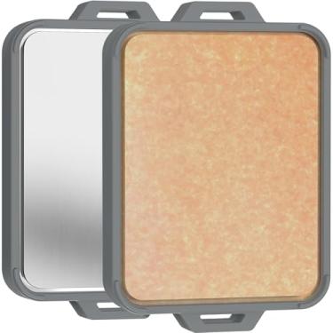 Imagem de Tábua de corte de titânio para cozinha, placa de corte dupla face de titânio puro e fibra de madeira com ranhura de suco, material de grau alimentício, pode ser lavada na lava-louças