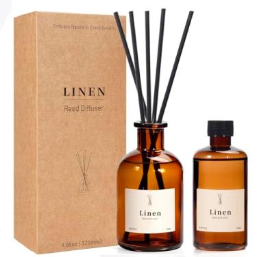 Imagem de Conjunto de difusor de palheta, difusor de óleo perfumado de linho, difusores de palheta para decoração de prateleira de banheiro e purificadores de ar – Inclui varetas de difusor de palheta, 2