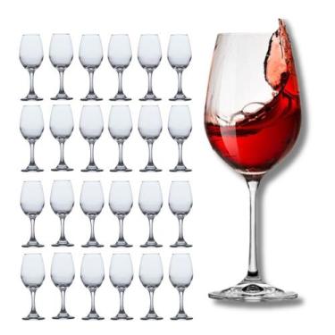 Imagem de Conjunto 24 Taças de Vidro 365ml VINHO TINTO ÁGUA Cristal - DONA LAURA