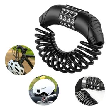 Imagem de Cadeado de Capacete com Senha 4 Dígitos – Cabo Espiral Antifurto 1,5 M – Trava Leve e Portátil para Moto, Bike e Patinete – Segurança e Praticidade no Dia a Dia