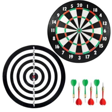 Imagem de Jogo de Dardos Profissional Tabuleiro Dupla Face com 6 Dardos Alvo Grande