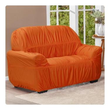 Imagem de Capa De Sofá Avulsa Elasticada 2 Lugares Em Malha Laranja - Shop Casa 