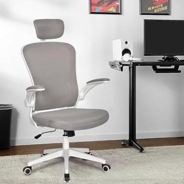 Imagem de Cadeira de Escritório Ergonômica Cinza com Estofado em Mesh Respirável, Ajustável e Confortável para Trabalho e Home Office