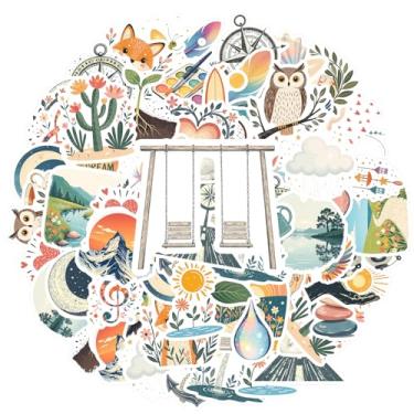 Imagem de 50 peças de adesivos de animais da natureza paz calma brinquedos adesivos de papelaria macios para telefone faça você mesmo, laptop, álbum de recortes, bicicleta, laptop, bagagem, álbum de recortes