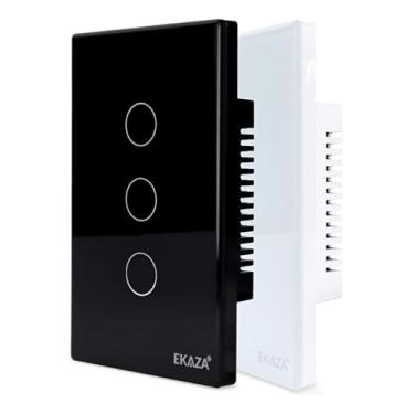 Imagem de Interruptor Inteligente EKAZA 3 Botões Preto WiFi+BLE+RF