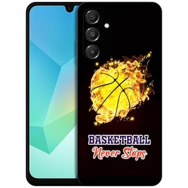 Imagem de SM CASES Capa protetora à prova de choque para Samsung Galaxy A16 4G, Galaxy A16 5G - Basketball Fireball com design impresso 2D traseira de borracha TPU à prova de choque para Samsung Galaxy A16 4G