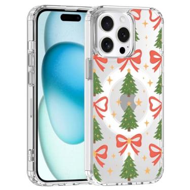 Imagem de JOYLAND Capa para iPhone 15 Pro Max, compatível com MagSafe, capa de telefone transparente com design de arco e árvore, capa protetora antiamarelamento TPU macio à prova de choque com proteção contra