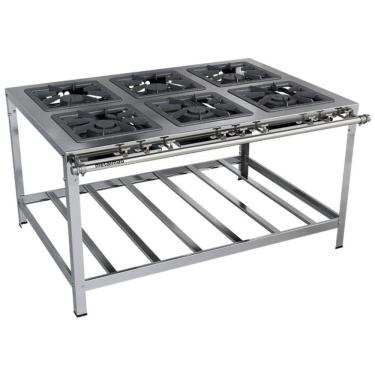 Imagem de Fogão Industrial Stori Premium 6 Bocas 40x40 M15 Aço Inox 430 Metalmaq Fogão Baixa Pressão