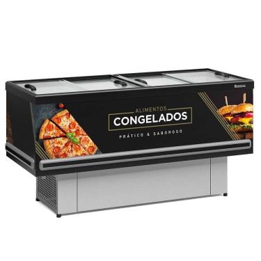 Imagem de Ilha Vidro Reto Gesv190r Gelopar Ilha 1,89m Vidro Reto Preta Adesivada 220v